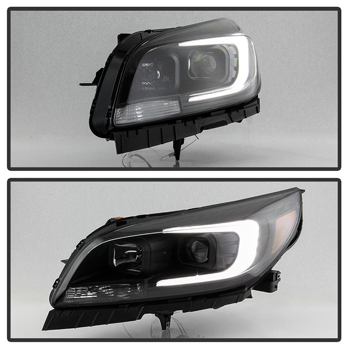 Xtune, Xtune Projector Headlights Chevy Malibu (13-15) [DRL Light Bar - Halogen Model] Black or Chrome w/ Amber Turn Signal