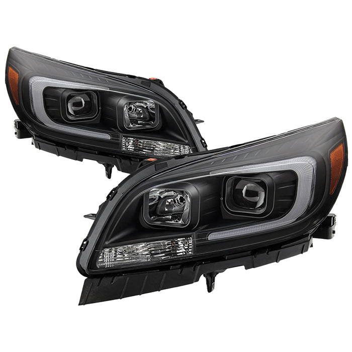 Xtune, Xtune Projector Headlights Chevy Malibu (13-15) [DRL Light Bar - Halogen Model] Black or Chrome w/ Amber Turn Signal