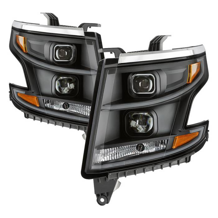 Xtune, Xtune Projector Headlights Chevy Suburban (15-18) [DRL Light Bar DRL - Halogen Model] Black w/ Amber Turn Signal