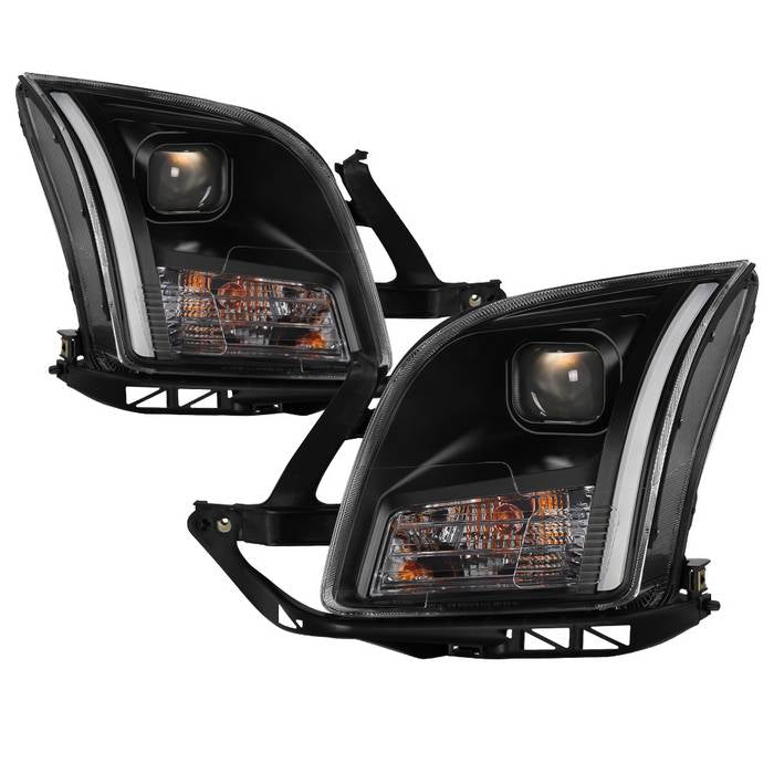 Xtune, Xtune Projector Headlights Ford Fusion (06-09) [DRL LED Light Bar - Halogen Model] Black or Chrome w/ Amber Turn Signal Light