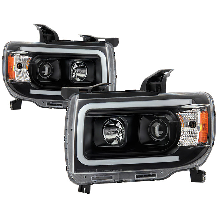 Xtune, Xtune Projector Headlights GMC Canyon (15-19) [Light Tube DRL- Halogen Model] Black or Chrome w/ Amber Turn Signal Light