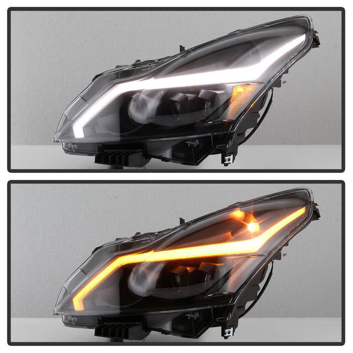 Xtune, Xtune Projector Headlights Infiniti G37 Sedan (10-13) [w/ DRL & LED Sequential Turn Signal] Black / Smoke / Chrome