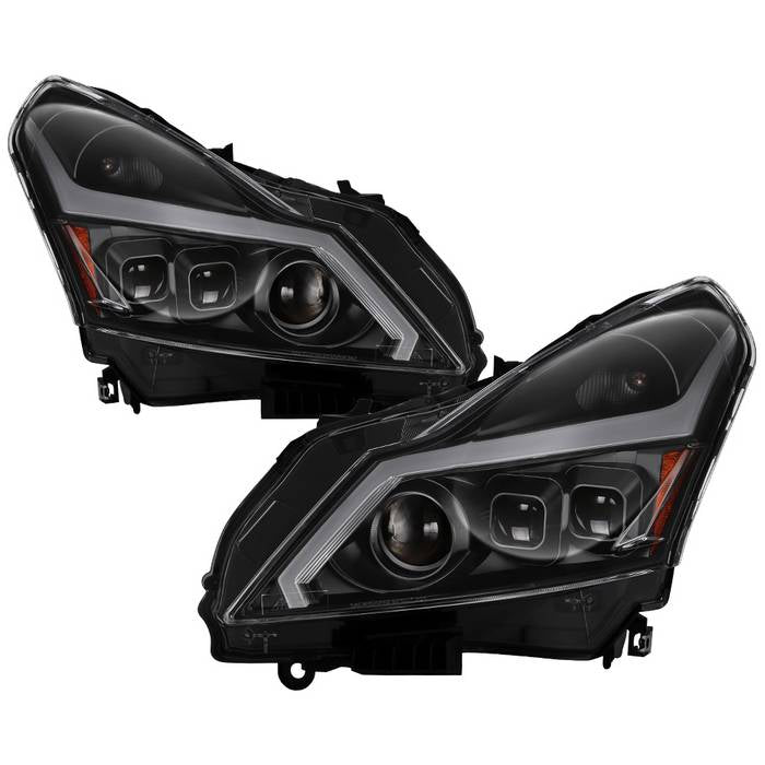 Xtune, Xtune Projector Headlights Infiniti G37 Sedan (10-13) [w/ DRL & LED Sequential Turn Signal] Black / Smoke / Chrome