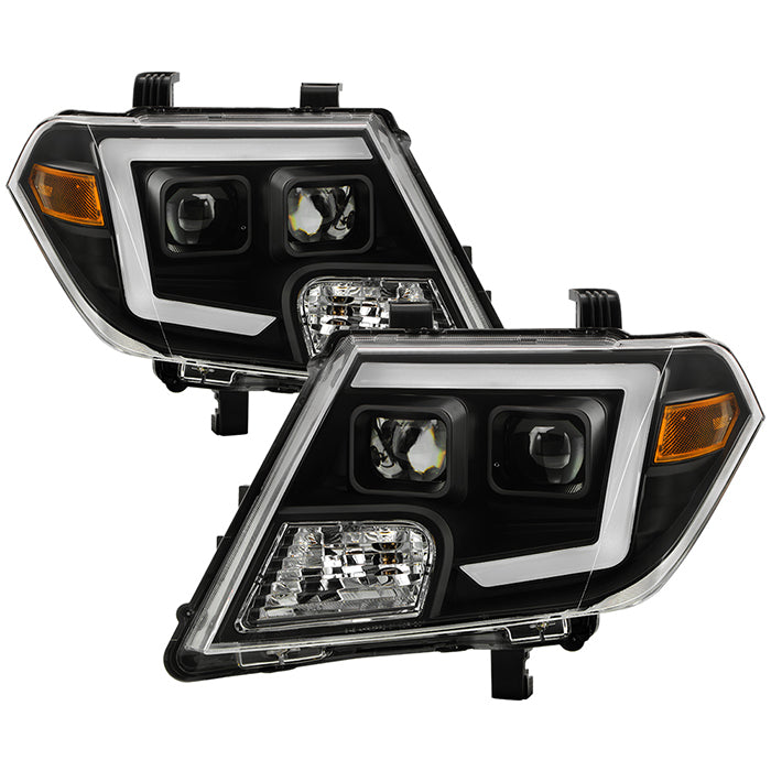 Xtune, Xtune Projector Headlights Nissan Frontier (09-20) Black w/ LED Amber Switchback Turn Signal Light Bar DRL