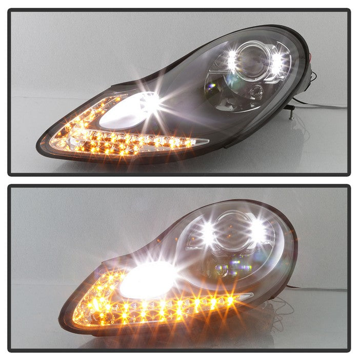 Xtune, Xtune Projector Headlights Porsche Boxster 986 (97-04) 911 / 996 (99-02) [w/ Switchback DRL LED Lights] Black or Chrome w/ Amber Turn Signal Lights