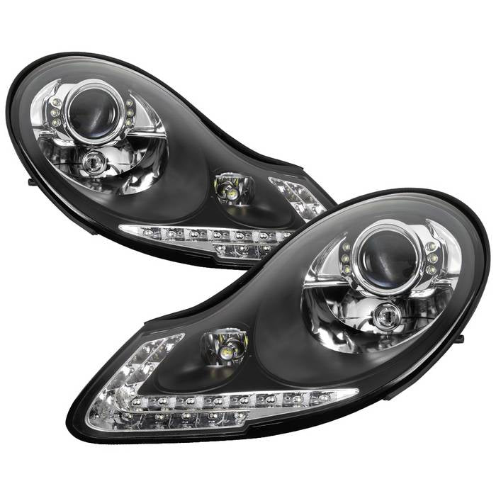 Xtune, Xtune Projector Headlights Porsche Boxster 986 (97-04) 911 / 996 (99-02) [w/ Switchback DRL LED Lights] Black or Chrome w/ Amber Turn Signal Lights