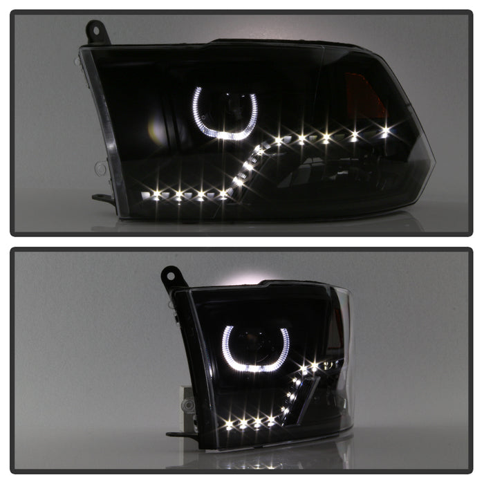 Xtune, Xtune Projector Headlights Ram 1500 (09-18) [LED DRL - Halogen Model] Black or Chrome w/ Amber Turn Signal Light