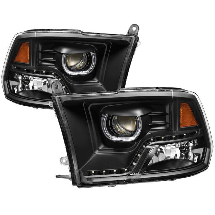 Xtune, Xtune Projector Headlights Ram 1500 (09-18) [LED DRL - Halogen Model] Black or Chrome w/ Amber Turn Signal Light